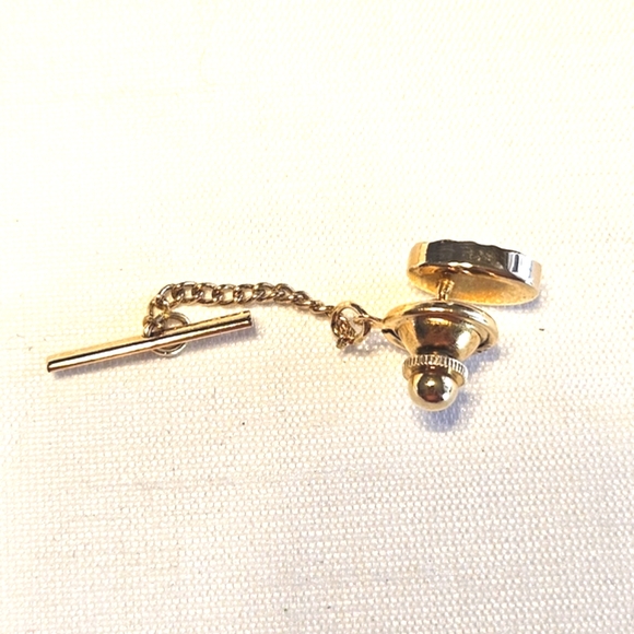 Vintage Etched Sunburst Gold Toned Tie Tack Lapel Pin - Picture 3 of 5